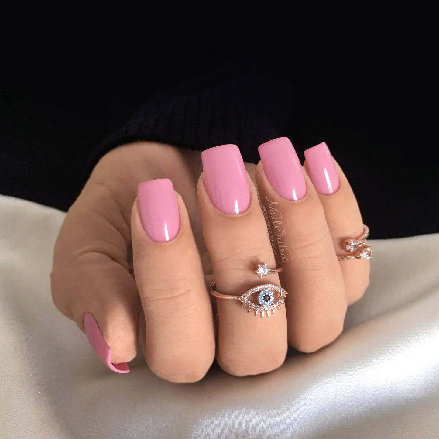 square pink nails